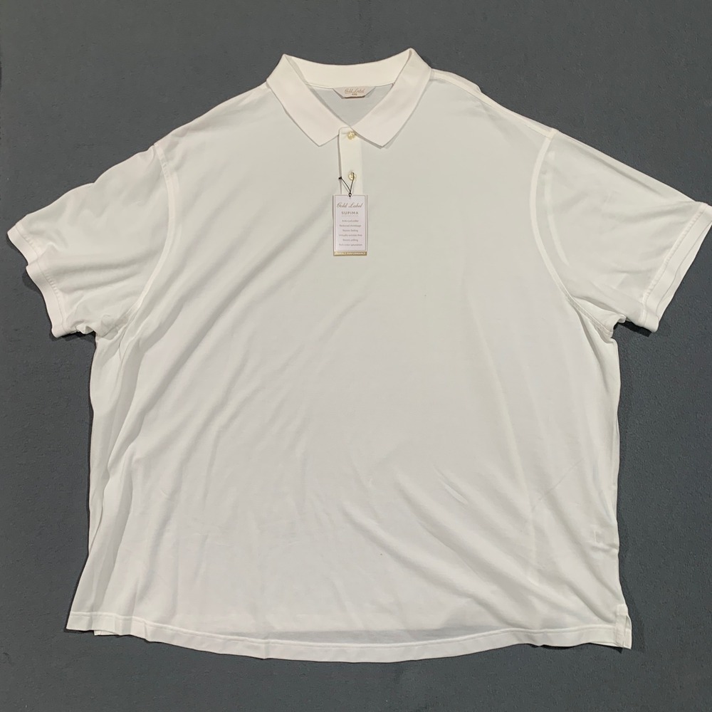 Roundtree & Yorke Gold Label Supima Cotton Big Man 4XB White Polo Shirt
